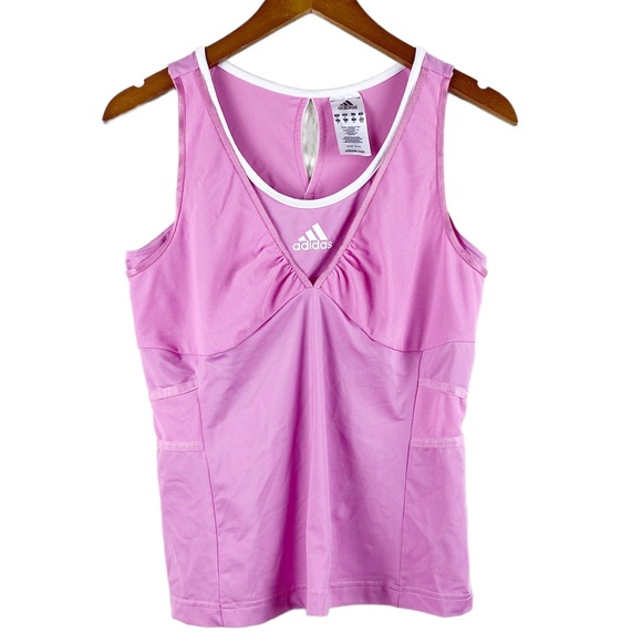 Adidas ClimaCool Active Fitted Tank Top Mixed Media Mesh Pink - Picture 1 of 7